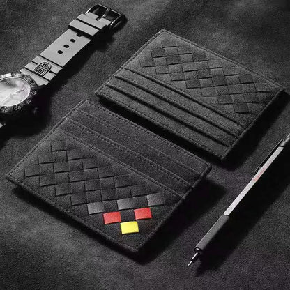 Large Capacity Slim Woven Suede Card Holder, for Shopping, Travelling, Jogging or Working