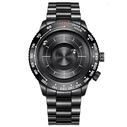 Cool Magnetic Levitation Men Watch, with No Mirror Design, Quartz Movement, Steel Strap & Waterproof