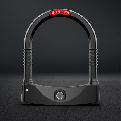 Rechargeable Smart Keys-free U-shaped Fingerprint Lock with Double Lock Technology, Smart Chip, Waterproof, Anti-rust, for Motorcycle, Bicycle, Electric Car & More