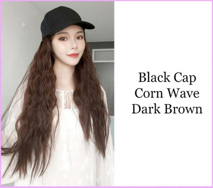 58cm Long Wavy Curly Large Volume Fluffy Wig with Cap