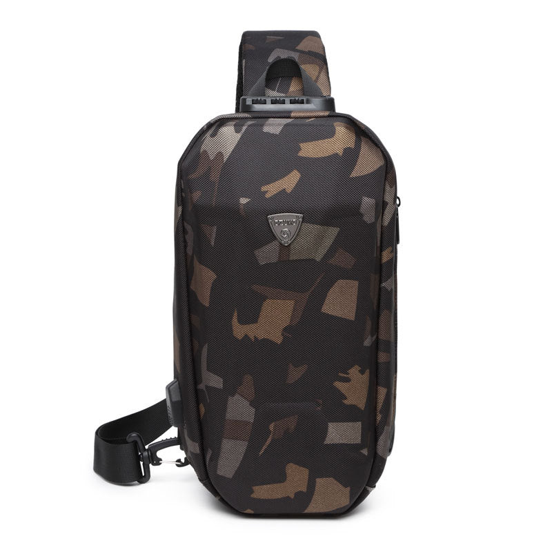 Hard Shell Sling Bag with Lock, USB Port, Waterproof Material, Anti-theft Zips