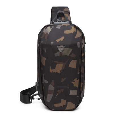 Hard Shell Sling Bag with Lock, USB Port, Waterproof Material, Anti-theft Zips