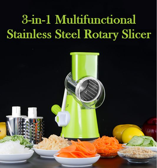3-in-1 Multifunctional Stainless Steel Rotary Slicer, For Vegetable, Cheese & More