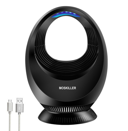 Electronic LED Mosquito Repellent Lamp, with Dual Mosquito Killing Technology, Physical Mosquito Killing, LED Bionic Light Source, Seven-leaf Fan and USB Power Supply, Low noise, Non-toxic and Non-Polluting, for Home & Office