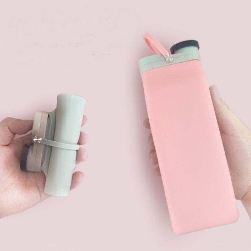 Portable Silicone Water Bottle, with High-Temperature Resistant Design, Easy to Clean, Foldable, Large Capacity and Food Grade Silicone, for Travel, Sports, Camping and More