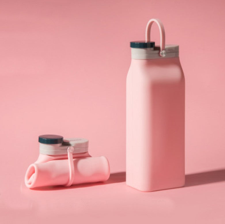 Portable Silicone Water Bottle, with High-Temperature Resistant Design, Easy to Clean, Foldable, Large Capacity and Food Grade Silicone, for Travel, Sports, Camping and More