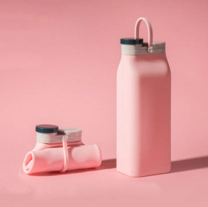 Portable Silicone Water Bottle, with High-Temperature Resistant Design, Easy to Clean, Foldable, Large Capacity and Food Grade Silicone, for Travel, Sports, Camping and More