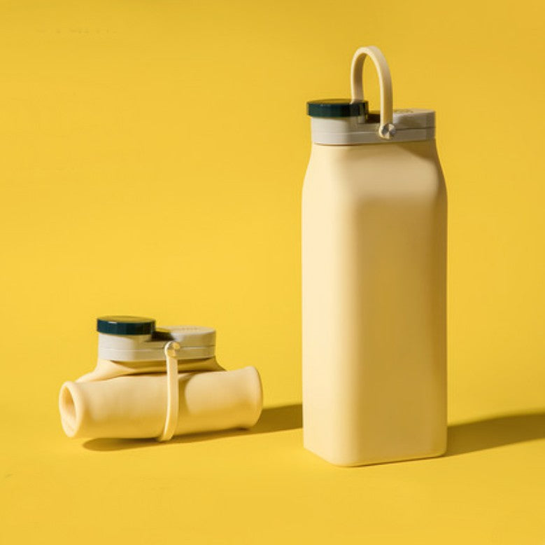 Portable Silicone Water Bottle, with High-Temperature Resistant Design, Easy to Clean, Foldable, Large Capacity and Food Grade Silicone, for Travel, Sports, Camping and More