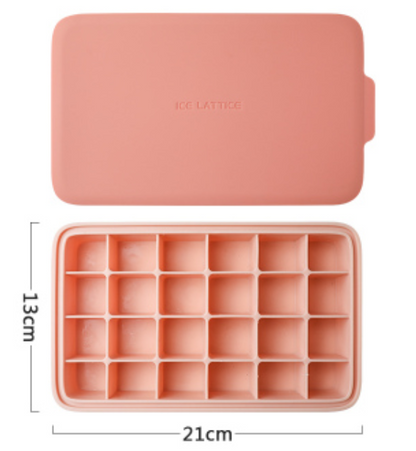 Silicone Ice Mold with 12 Hexagon or 24 Square Cavities, with Food Grade Silicone, Dustproof Lid, Dishwasher Safe and Easy to Demold