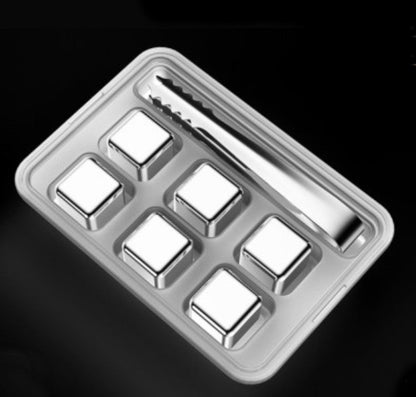 Reusable 304 Stainless Steel Ice Cubes, with 3-minute Rapid Cooling and Portable Storage Box, without Diluting the Taste, for Drinks, Coffee, Wine and More
