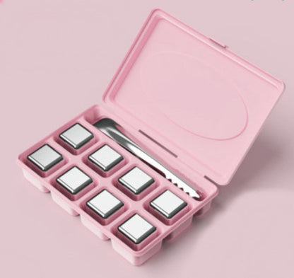 Reusable 304 Stainless Steel Ice Cubes, with 3-minute Rapid Cooling and Portable Storage Box, without Diluting the Taste, for Drinks, Coffee, Wine and More