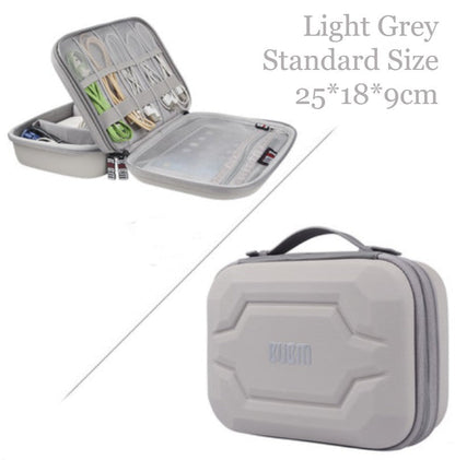 Portable Large-capacity Digital Accessory Storage Bag, with EVA Hard Shell, Waterproof and Shockproof Design, Double Storage and Adjustable Partition, for Cables, Power Bank, Cosmetics and More