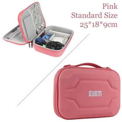 Portable Large-capacity Digital Accessory Storage Bag, with EVA Hard Shell, Waterproof and Shockproof Design, Double Storage and Adjustable Partition, for Cables, Power Bank, Cosmetics and More