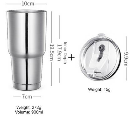 Stainless Steel Vacuum Insulation Travel Mug with Reusable Straw and Crystal Clear Lid, for Water, Coffee, Cold and Hot Beverage