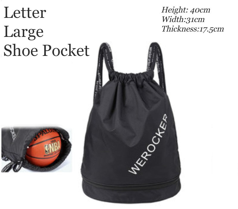 Lightweight & Waterproof Drawstring Backpack with Ball/Shoe Compartment and Dry Wet Separated Design, for Sports, Pool, Beach, Fitness, Soccer, Basketball and More
