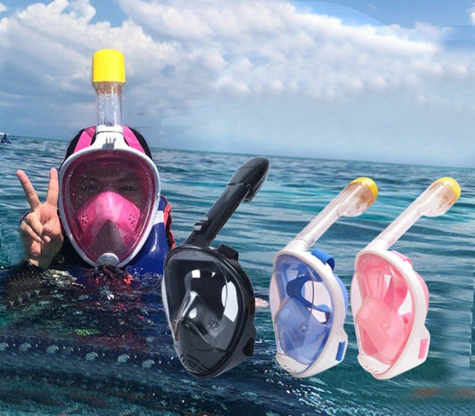 Foldable Full Face Snorkel Mask, with 180 Degree Panoramic Viewing, Anti-Fog & Anti-Leak Design, for Kids and Adults (1 pc)