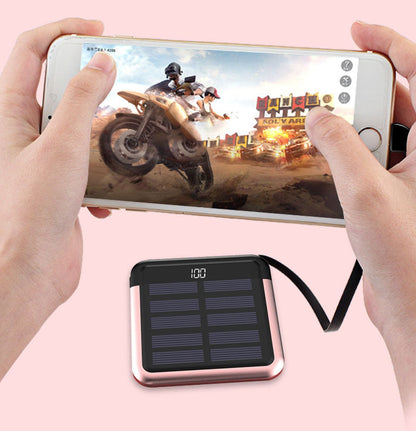 Tinier & Thinner Solar Power Bank with 3-in-1 Concealable Cable