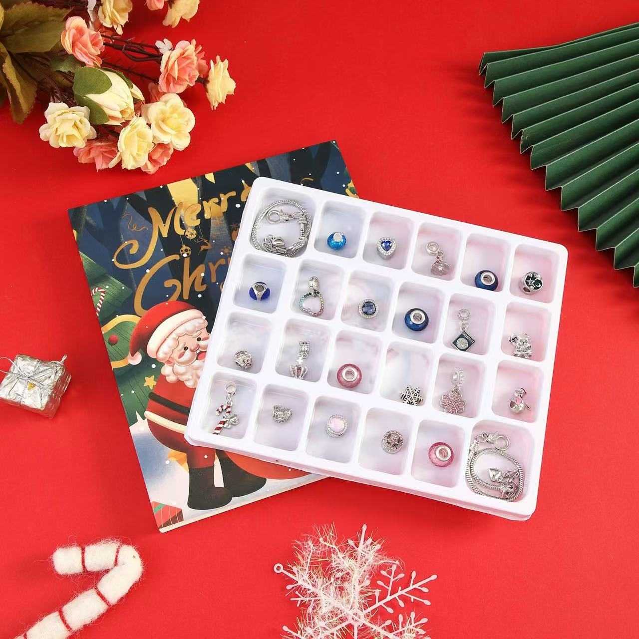 24 Days Christmas Countdown Advent Calendar Bracelet Set