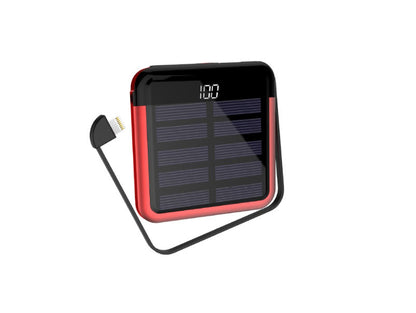Tinier & Thinner Solar Power Bank with 3-in-1 Concealable Cable