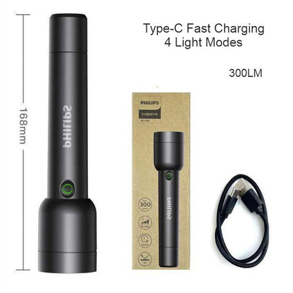 LED Portable Rechargeable Flashlight, with 4 Light Modes, for Outdoor and Home Use