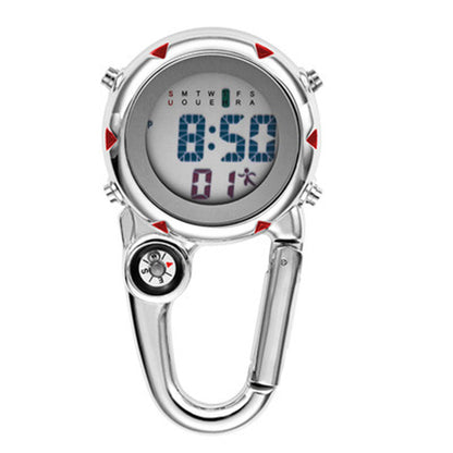 Multifunctional Electronic Pocket Clip Watch, with Stopwatch, Alarm Clock, Calendar, Compass, for Hiking, Camping & More
