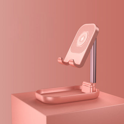 Foldable and Adjustable Phone Holder with 10W Wireless Fast Charge, Up to 25.8cm, Lamp, Non-slip Panel, Mini Shelf, Suitable for Phones and Tablets