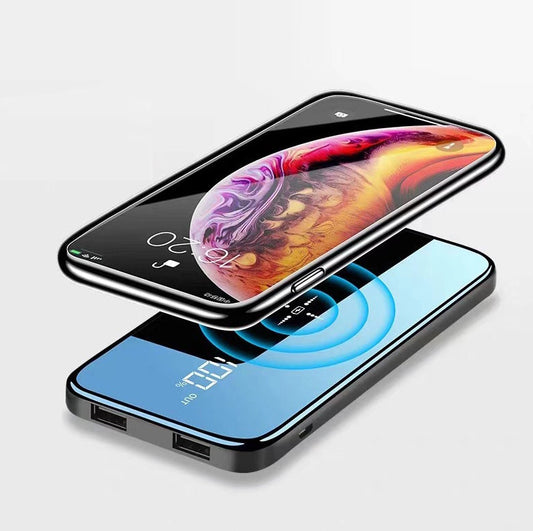 Portable Wireless Ultra-thin 10000mAh Power Bank With Digital LCD Display Full Screen, Charge Three Phones Simultaneously