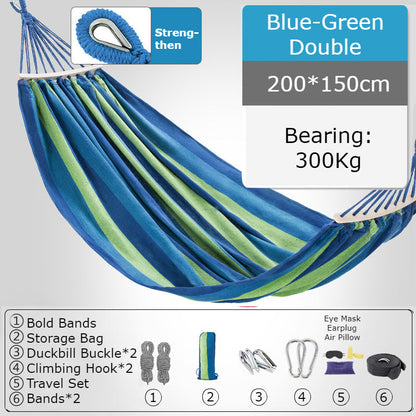 Thickened Single/Double Hammock, More Breathable, Safer and More Comfortable, For Camping, Dormitory & Leisure