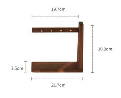 Solid Wood Key Organizer with 6 Key Hooks and Storage Platform, No Installation Required, Suitable for Storing Keys, Glasses, Wallets and More