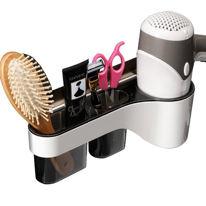 Punch-Free Bathroom Hair Dryer Wall Shelf with Comb, Razor Racks, for Storing Toilet Bathroom Items
