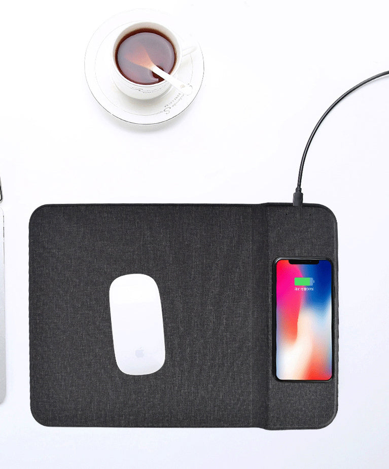 2-in-1 Premium Qi-Certified 5W Fast Wireless Charging Gaming Mouse Pad with Non-Slip Rubber Base