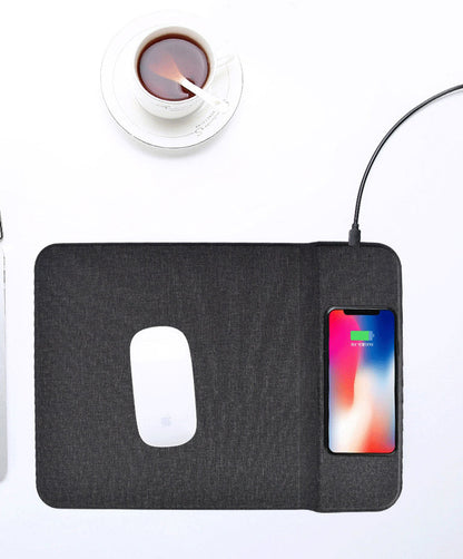 2-in-1 Premium Qi-Certified 5W Fast Wireless Charging Gaming Mouse Pad with Non-Slip Rubber Base