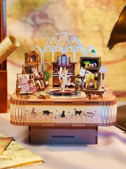 Cat's Party DIY Music Box | 3D Wooden Puzzle
