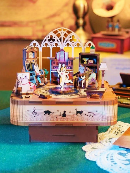 Cat's Party DIY Music Box | 3D Wooden Puzzle