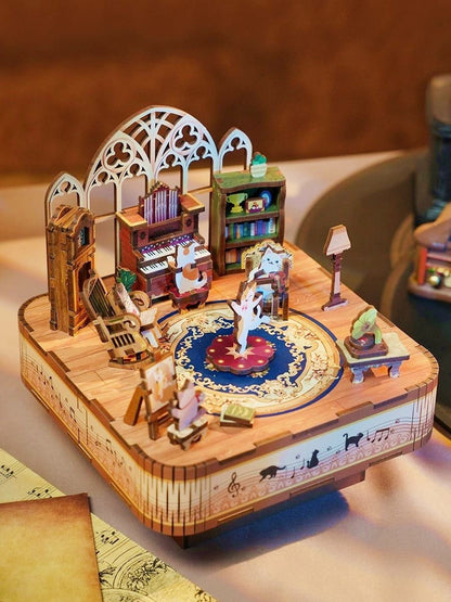 Cat's Party DIY Music Box | 3D Wooden Puzzle