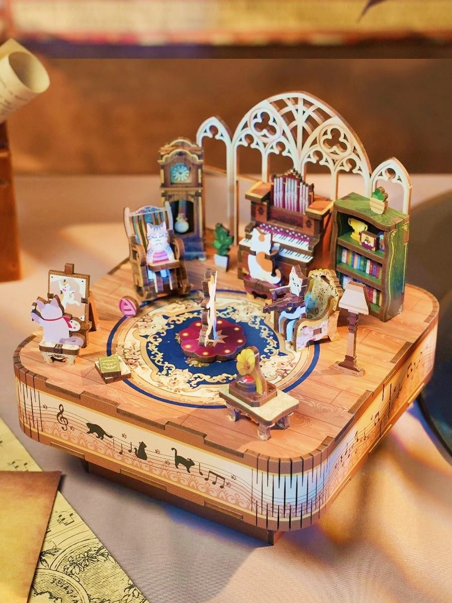Cat's Party DIY Music Box | 3D Wooden Puzzle