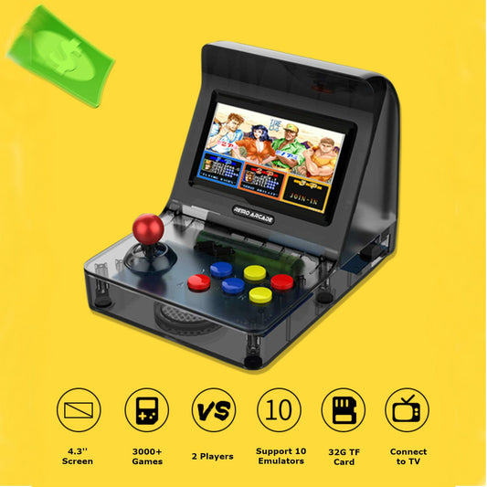 4.3 Inch Mini game Console with Built-in 3000 Games, 360¬∞ Joystick, 2200mAh Lithium Battery, Can be Connected to TV and Headphones, Supports Two-player Games and Up To 32G TF Card