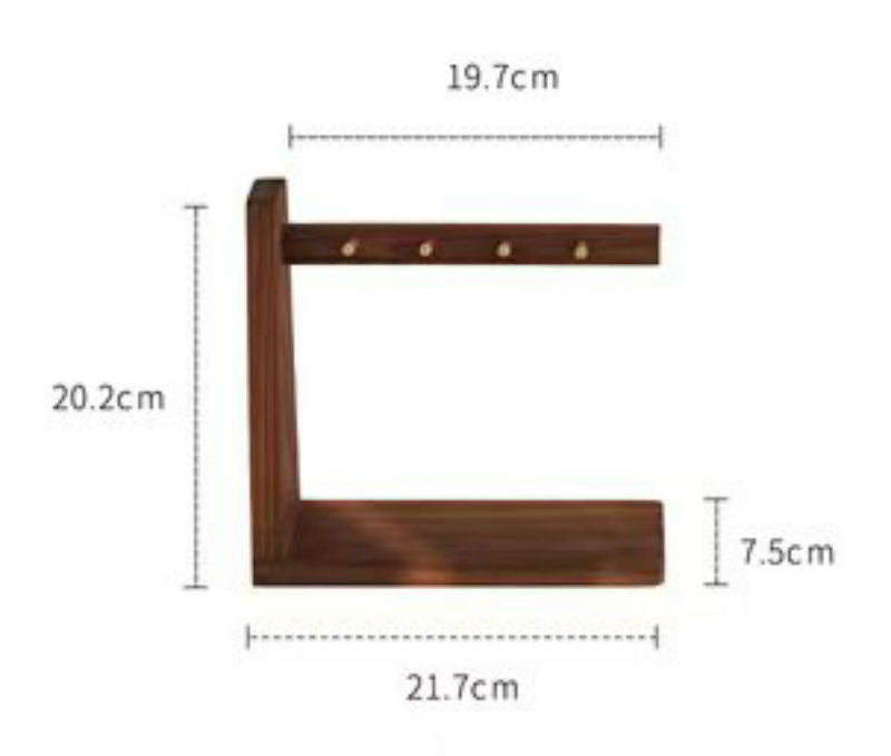 Solid Wood Key Organizer with 6 Key Hooks and Storage Platform, No Installation Required, Suitable for Storing Keys, Glasses, Wallets and More