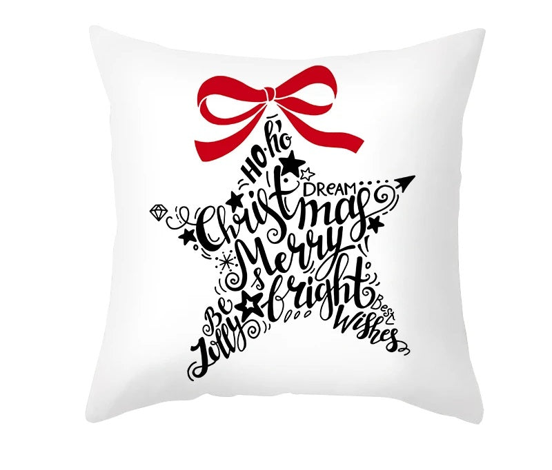 Christmas Cushion Cover – Festive Santa & Elk Design for Holiday Decor & Perfect New Year Gift