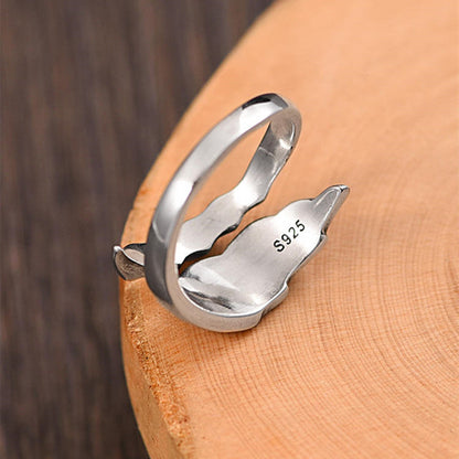 Adjustable 925 Sterling Silver Angel Wing Ring For Men And Women