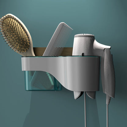 Punch-Free Bathroom Hair Dryer Wall Shelf with Comb, Razor Racks, for Storing Toilet Bathroom Items