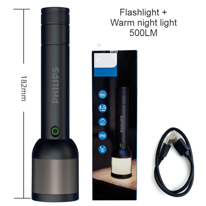 LED Portable Rechargeable Flashlight, with 4 Light Modes, for Outdoor and Home Use