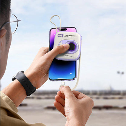 Dual Fast Charge Digital Display Slim 10000mAh Portable Power Bank With Built-in Cables