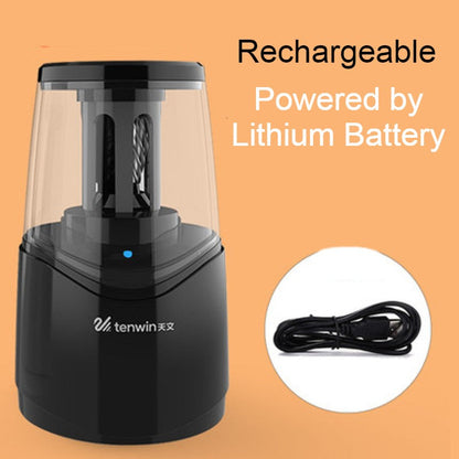 Electric Pencil Sharpener with Heavy-duty Helical Steel Blade, Powered by Battery / Adapter, with Auto Stop Function and Replaceable Blade, for All-Shape Pencils, for School, Classroom, Office & Home