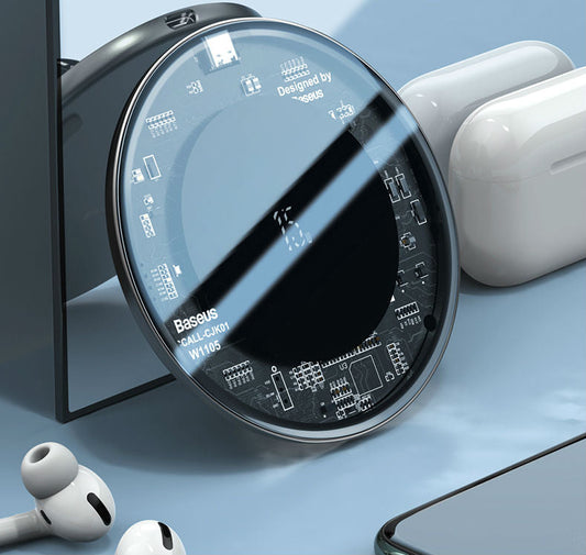15W Fast Charging Transparent Wireless Charging Board with Glass Panel, Upgraded Coil & Universal Compatibility