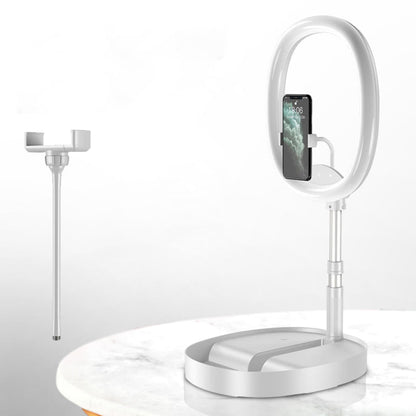 Foldable and Adjustable Phone Holder with 10W Wireless Fast Charge, Up to 25.8cm, Lamp, Non-slip Panel, Mini Shelf, Suitable for Phones and Tablets