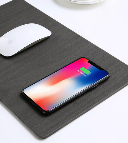 2-in-1 Premium Qi-Certified 5W Fast Wireless Charging Gaming Mouse Pad with Non-Slip Rubber Base