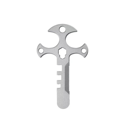 Titanium Cross Multi-Tool Keychain - Portable Pry Bar, Bottle Opener & Serrated Necklace