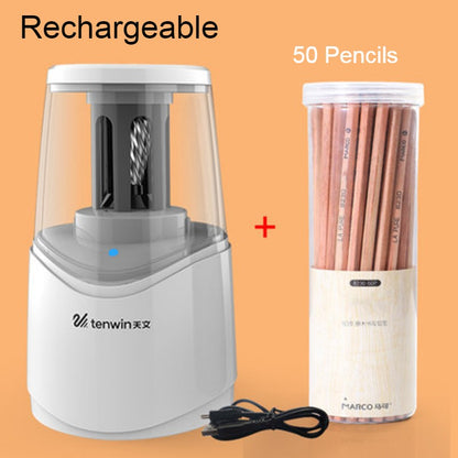 Electric Pencil Sharpener with Heavy-duty Helical Steel Blade, Powered by Battery / Adapter, with Auto Stop Function and Replaceable Blade, for All-Shape Pencils, for School, Classroom, Office & Home
