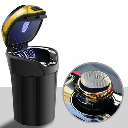 Detachable Stainless Steel Car Ashtray with Lid and LED Light, Powered by Solar Energy/Battery